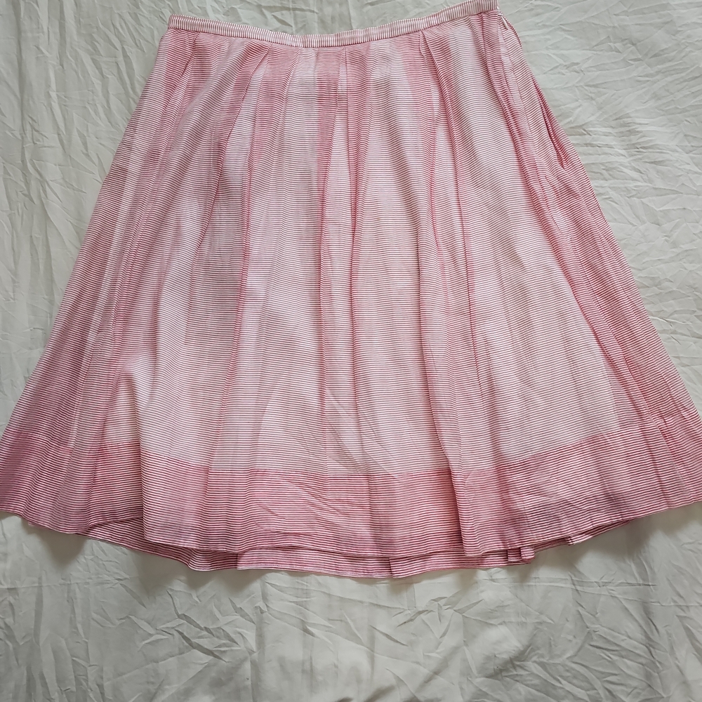 Talbots Red & White Striped A-Line Skirt | Cotton Blend | Size 12